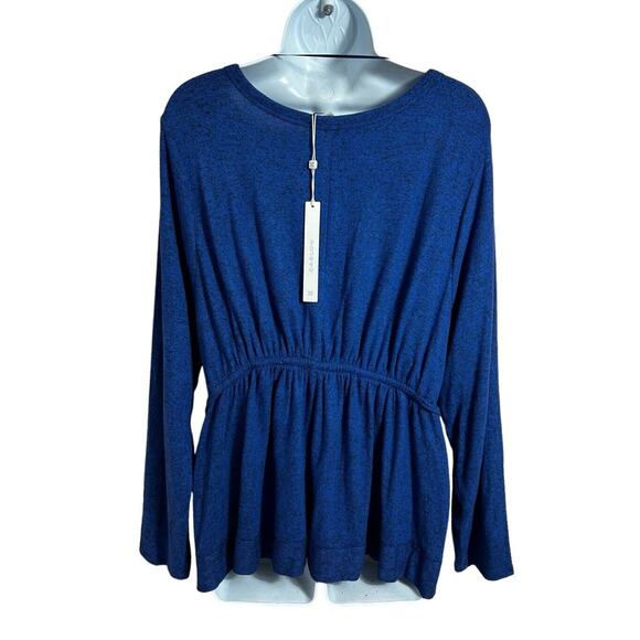Caslon Cozy Waist Tie Peplum Top Sz Medium Blue Mazarine Long-Sleeve New - Picture 6 of 7